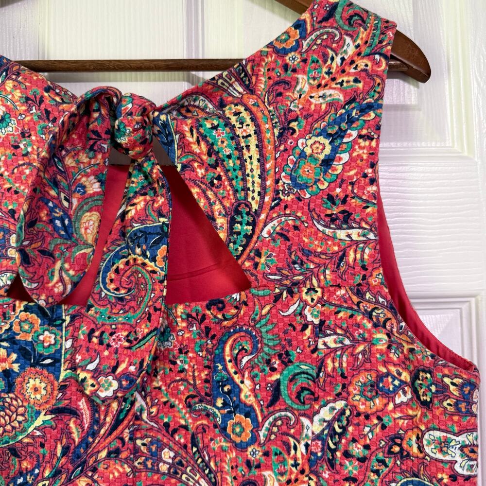Talbots Women's Paisley Cut Out Tie Back Sleeveless Dress Size 16 - Picture 12 of 13